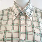 Vintage 70s Pelham Mens Plaid Short Sleeve Shirt - Disco Rockabilly Size 15-15.5