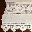 Vintage Fine Linen Table Runner Dresser Scarf Crocheted Lace / Scalloped Edge - 16 1/2" x 65 1/2"