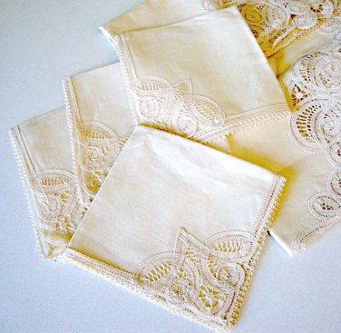 Battenberg Lace & Linen Card Table Tablecloth w/ Napkins