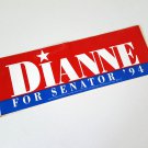 Vintage 1994 Dianne Feinstein for Senator Re-election Political Bumper Sticker