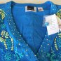 NOS Maggie Barnes Turquoise Crewel V-neck Sweater Vest - 1X