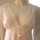 Vintage 1990s Lorraine Pink Long Nylon Nightgown Size Small