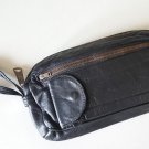 Vintage 1977 Black Leather Clutch Wrist Travel Bag