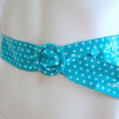 Vintage 1980s White Polka Dot on Blue Plastic Pull Through Belt Vintage 1980s White Polka Dot on Blue Plastic Pull Through Belt