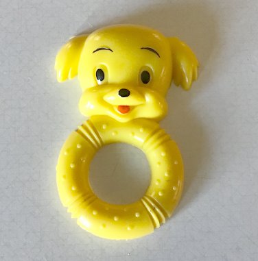 Vintage Sani-Babe Yellow Rubber Puppy Teether - Japan