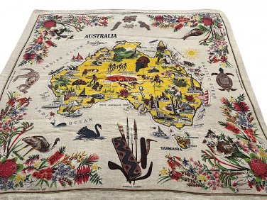 Vintage Heil Linen Tablecloth Souvenir Australia