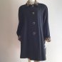 Vintage Fitting Image Black Wool Swing Coat with Leopard Trim