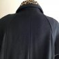 Vintage Fitting Image Black Wool Swing Coat with Leopard Trim
