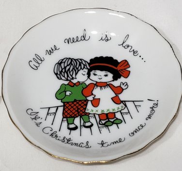 Enesco 1976 Holiday Christmas Coaster MIJ "All we need is love... It's Christmas Time Once More"