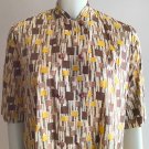 Vintage 1960s Atomic Geometric Pattern Short Sleeve Blouse
