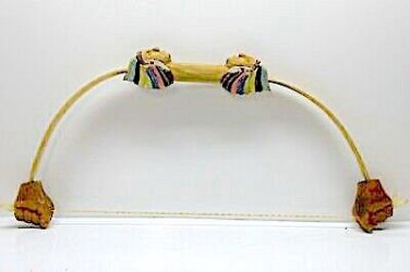 Vintage Child's Wood Hand-carved Bow - Painted Native American Indian Heads