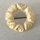 Vintage Carved Celluloid Roses Wreath Brooch / Pin Vintage Carved Celluloid Roses Wreath Brooch / Pin
