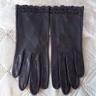 Vintage 1950s Black Leather Gloves - Size 7 Vintage 1950s Black Leather Gloves - Size 7