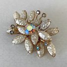 Vintage Pearl Lava Glass & Aurora Borealis Crystal Rhinestones Brooch Vintage Pearl Lava Glass & Aurora Borealis Crystal Rhinestones Brooch
