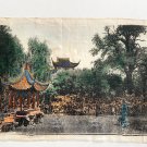 Vintage  Lingran Lion Grove Garden in Muzhou Print on Silk Panel