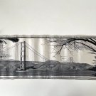Vintage 1940s Large Woven Silk Panel - Day - San Francisco Golden Gate Bridge