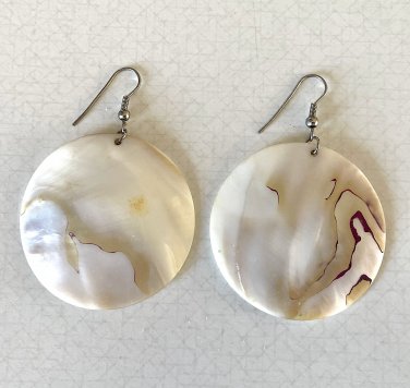 Vintage Iridescent Shell Disc Dangle Earrings