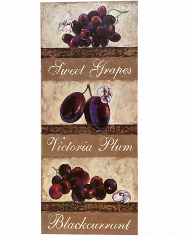 Platin Art GMBH Steff Green Sweet Grapes, Victoria Plum & Blackcurrant Art Print /Posters - Set of 3