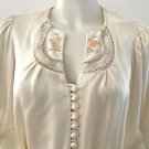 Vintage 1970s Jessica's Gunnies Satin Embroidered Blouse - Size 13 - Gunne Sax