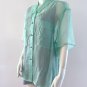 Vintage 1985 Esprit Sheer Silk Button Front Short Sleeve Shirt Size M