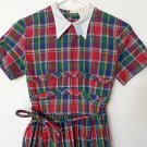 NOS 1950-60s Kay Karen Dan River Girls Plaid Short Sleeve Waist Dress Size 10 NWT