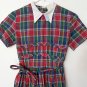 NOS 1950-60s Kay Karen Dan River Girls Plaid Short Sleeve Waist Dress Size 10 NWT