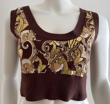 Y2K Baby Phat Metallic Cat Pullover Sweater Vest Top