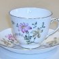 Vintage Royal Victoria Bone China Lavender / Yellow Floral Cup and Saucer - Gold Trim