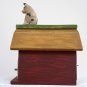 Vtg Hand-Painted Wood Barn Bird House with Pig on Roof - Philippines