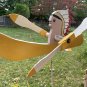 Vtg Hand-Painted Native American Paddling Canoe Whirligig