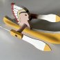 Vtg Hand-Painted Native American Paddling Canoe Whirligig