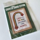 1982 M.H. Yarns "Love is a Rainbow Between Two Hearts" Counted Cross Stitch Kit #CS10 1982 M.H. Yarns "Love is a Rainbow Between Two Hearts" Counted Cross Stitch Kit #CS10