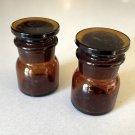 Vintage T.C. Wheaton Co. Small Amber Apothecary Pharmacy Bottle w/ Ground Stopper - Set of 2