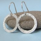 Hammered Silver Hoop Circle Earrings