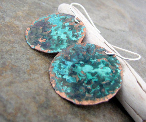 Hammered Copper Patina Earrings