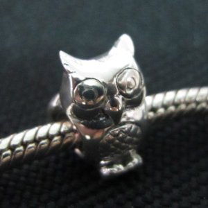 Owl bead sterling silver