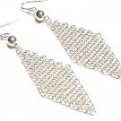 High Quality Silver WGP Triangular Mesh Earrings - FREE SHIPPING