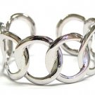 Wide Silver WGP Round Link Cuff Bracelet - FREE SHIPPING