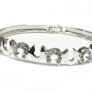 Austrian Crystal Silvertone Horseshoe Spring Hinged Bangle Braceelt