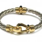 Beautiful 2 Tone Twisted Cable Bangle Bracelet - FREE SHIPPING