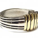 Two Tone Wide Twisted Cable Bangle Cuff Bracelet - FREE SHIPPING