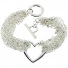 Gorgeous Heavy Mesh Link Floating Heart Toggle Bracelet - FREE SHIPPING