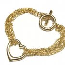 Gorgeous Multi Mesh Link Chain Floating Heart Toggle Bracelet - FREE SHIPPING