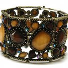 Wide Crystal Water Burnished Amber Genuine Swarovski Crystal Retro Stretch Bracelet