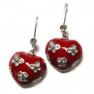 Queen of Hearts Red Acrylic Heart With Austrian Crystal Butterflies Earrings - FREE SHIPPING