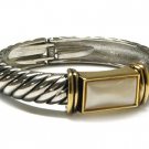 Heavy Hinged Designer Two Tone Cable Bangle Bracelet