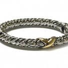 Diamond Cut Designer Two Tone Cable Bangle Bracelet - FREE SHIPPING
