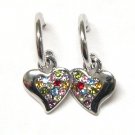 Multi Color Austrian Crystal Heart Earrings