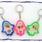 3 CLEAR  HAMSA WITH FRUIT PATTERN KEY CHAIN EVIL EYE