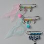 3 JUDAICA PEWTER PIN WITH HAMSA FOR BABY'S EVIL EYE